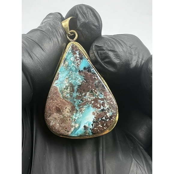 4 Natural Persian Turquoise Pendants Metal Stainless Steel Hook Bulk Lot - Picture 5 of 7